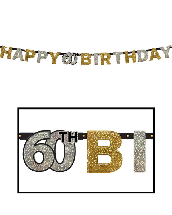 60th Sparkling Celebration Happy Birthday Banner