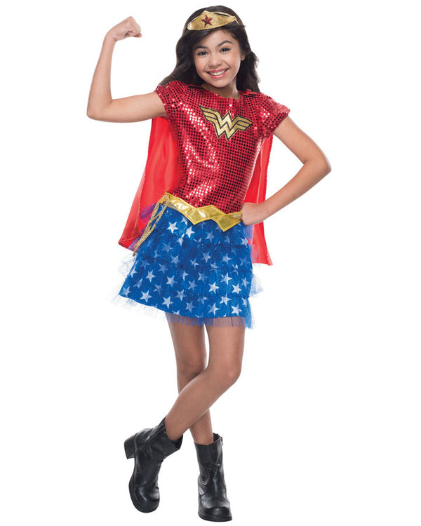 Wonder Woman Sequinned Girls Costume
