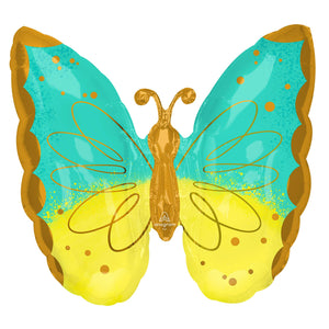 SuperShape XL Mint & Yellow Butterfly Balloon