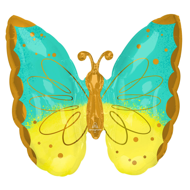 SuperShape XL Mint & Yellow Butterfly Balloon