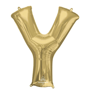 SuperShape Letter Y White Gold Balloon