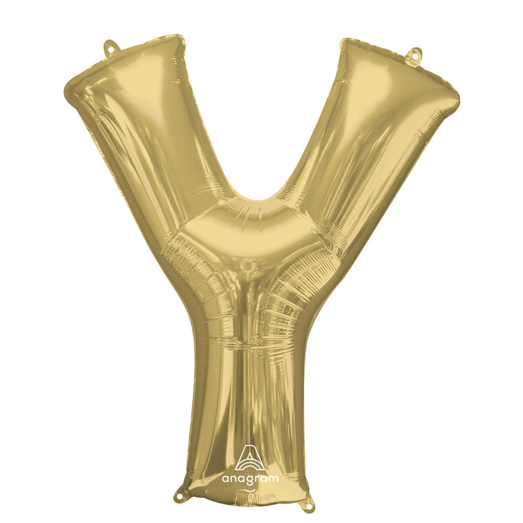SuperShape Letter Y White Gold Balloon