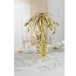 Happy New Year Champagne Bottle & Gold Stars Spray Centrepiece
