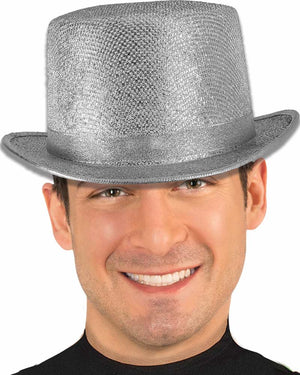 Glitter Mesh Top Hat Silver