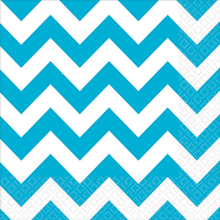 Caribbean Blue Chevron Lunch Napkins Pack of 16