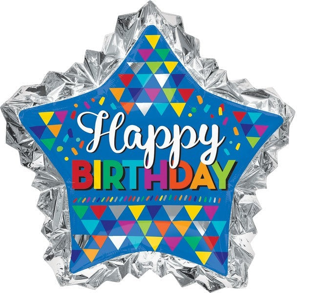 Happy Birthday Primary Patterns Supershape Foil Balloon