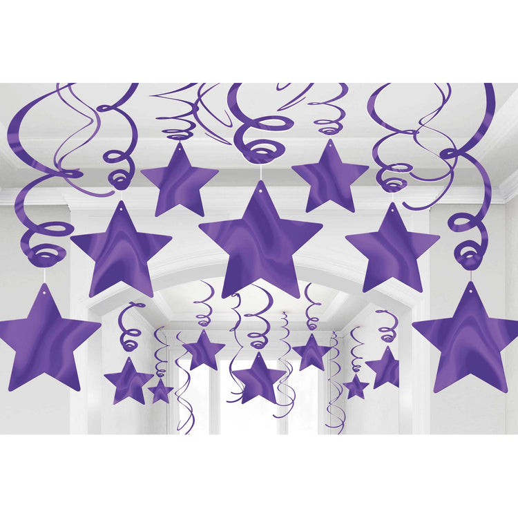Shooting Stars Foil Mega Value Pack Swirl Decorations - New Purple Pack of 30