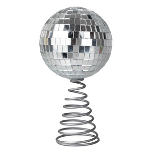 Merry & Bright Christmas Silver Disco Ball Tree Topper