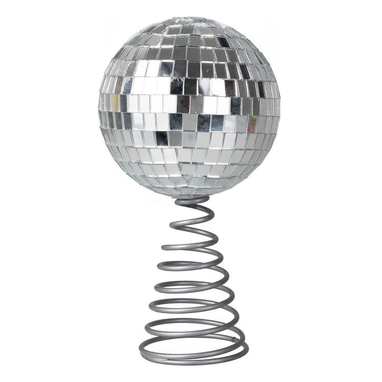 Merry & Bright Christmas Silver Disco Ball Tree Topper
