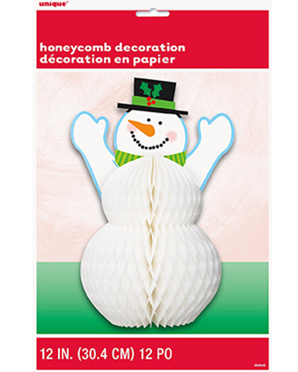 Christmas Snowman Honeycomb Centrepiece 30cm