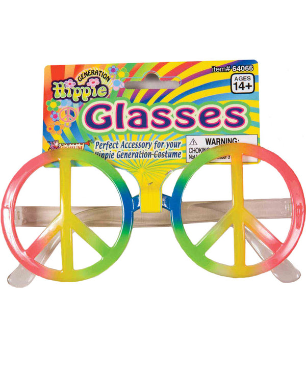 60s Rainbow Peace Sign Glasses