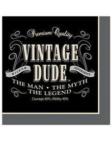 Vintage Dude Beverage Napkins Pack of 16