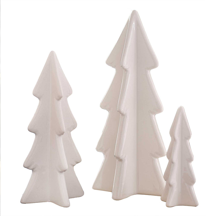 White Christmas Ceramic Christmas Tree Decorations Pack of 3