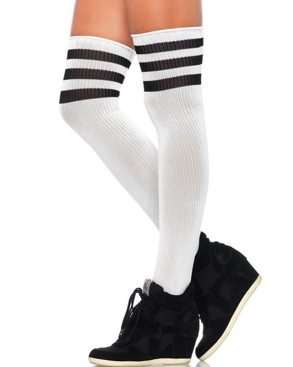 Athletic Socks Thigh High Socks Black And White Athletic White