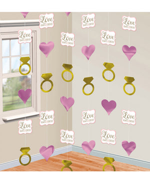 Sparkling Bridal Paper and Foil String Decoration pack of 6