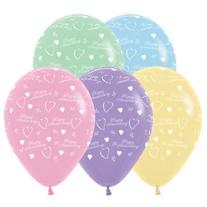 Sempertex 30cm Anniversary Pastel Assorted Latex Balloons, 25PK Pack of 25