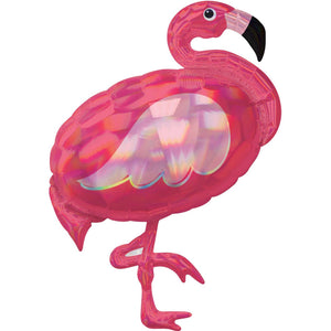 SuperShape Holographic Iridescent Pink Flamingo Balloon