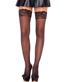 Stay Up Spandex Diamond Dot Sheer Thigh High Stockings