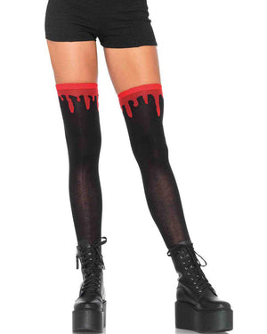 Dripping Blood Woven over the Knee Socks