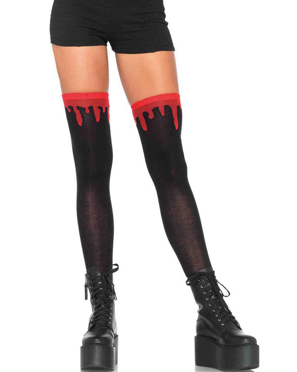 Dripping Blood Woven over the Knee Socks