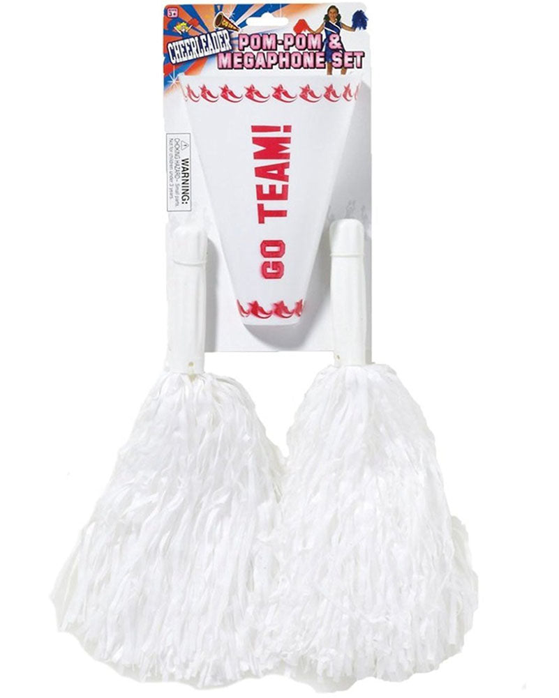 White Pom Pom and Megaphone Set