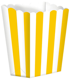 Popcorn Favor Boxes Small Stripe Sunshine Yellow Pack of 5