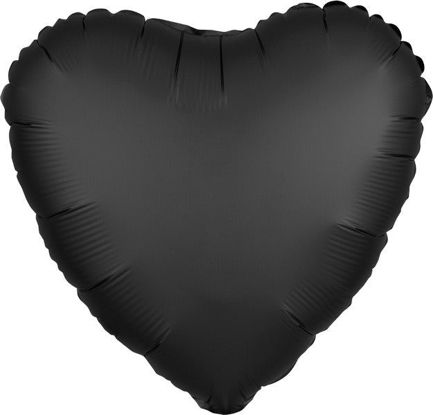45cm Standard HX Satin Luxe Onyx Heart Balloon