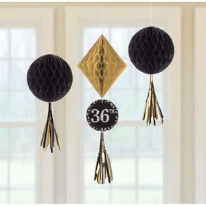 Sparkling Celebration Add Any Age Honeycomb Hanging Decorations Pack of 3