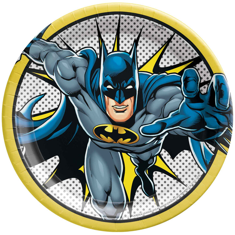 Batman Heroes Unite 9in / 23cm Round Paper Plates Pack of 8