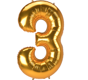 SuperShape Jumbo Number 3 Gold 81cm x 134cm Balloon