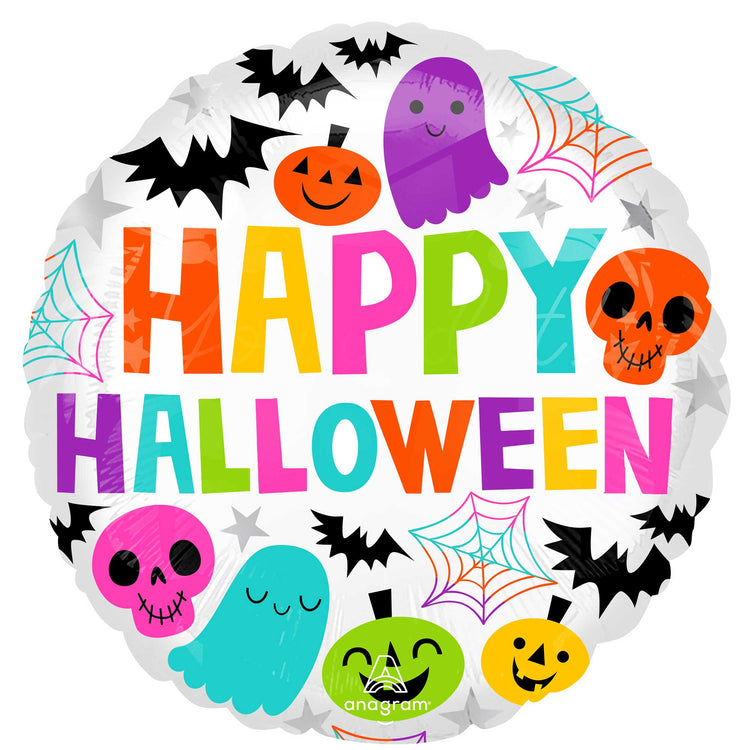 45cm Standard HX Colourful & Creepy Happy Halloween Balloon