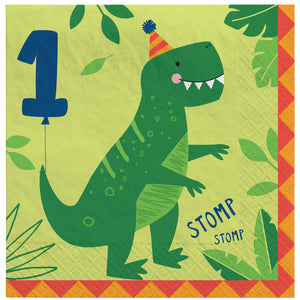 Dino-Mite Party Dinosaur Lunch Napkins 1st Birthday Pack of 16