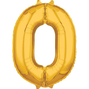 Mid-Size Shape Gold Numeral 0 Balloon