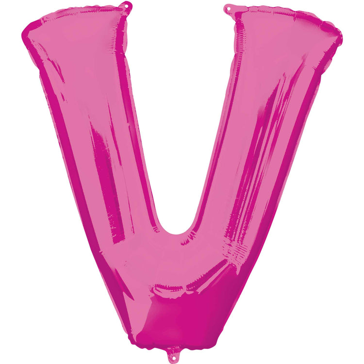 SuperShape Letter V Pink Balloon