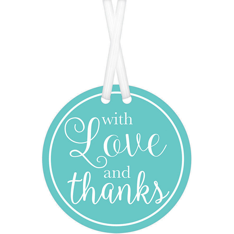 With Love & Thanks Tags - Robins Egg Blue Pack of 25