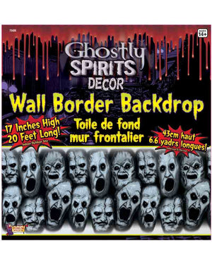 Ghostly Spirits Screaming Faces Wall Border Backdrop