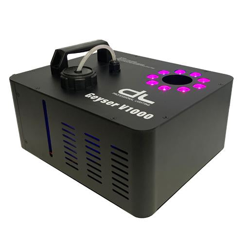 DL Geyser Vertical 1000W Tri-color RGB LED Fog Machine with DMX Timer and Wireless Remote Control
