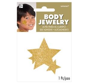 Team Spirit Glitter Star Body Jewelry Gold