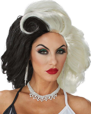 Cruel Diva Black and White Womens Wig