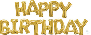 Happy Birthday Gold Phrase Foil Balloons