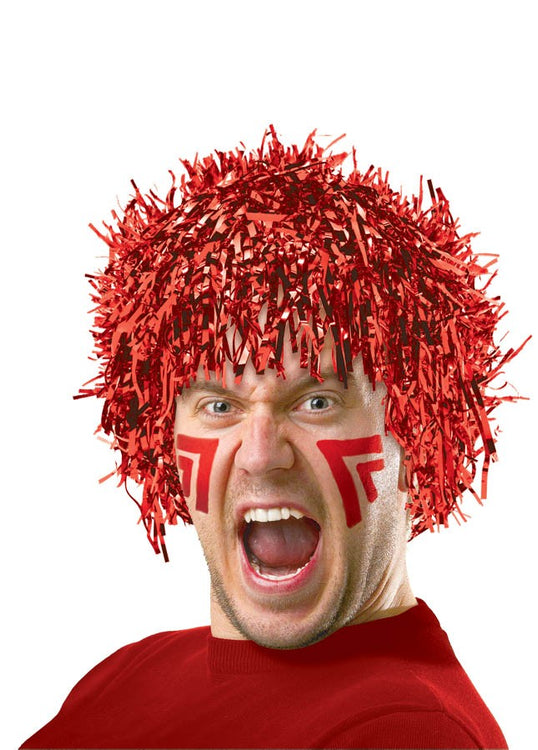 Team Spirit Fun Tinsel Red Wig