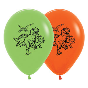 Sempertex 30cm Dinosaurs Fashion Lime Green & Orange Latex Balloons, 25PK Pack of 25