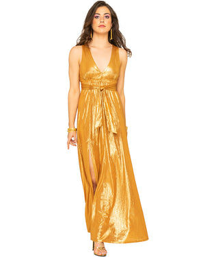 70s Golden Glamour Plus Size Womens Gown