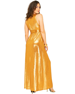 70s Golden Glamour Plus Size Womens Gown