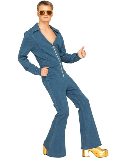 70s Stud Denim Plus Size Mens Jumpsuit