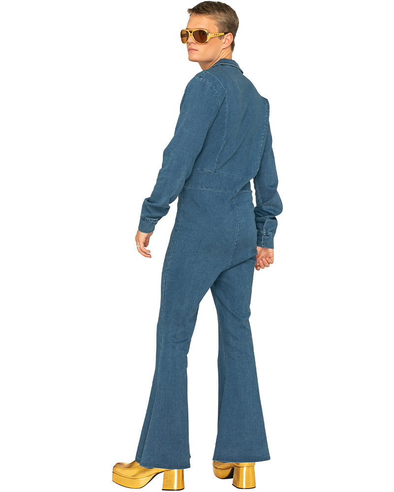 70s Stud Denim Plus Size Mens Jumpsuit