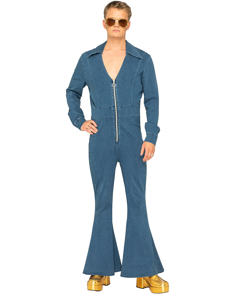 70s Stud Denim Plus Size Mens Jumpsuit