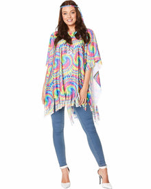 70s Tie Dye Womens Poncho