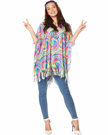 70s Tie Dye Womens Poncho