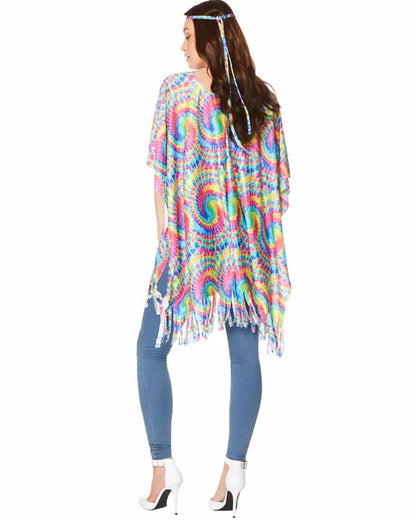 70s Tie Dye Womens Poncho